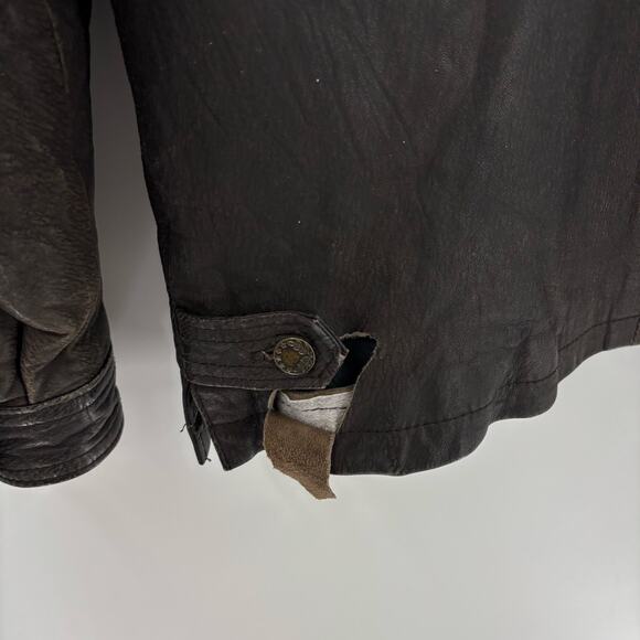 Vintage Echtes Leder Leather Aviator Bomber Jacket Size Small 80’s B-15 Brown - Picture 7 of 12